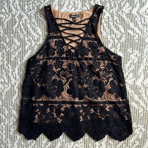 Express Lace Overlay Top